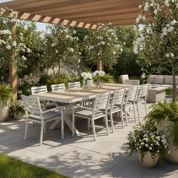 Sultan Mayfair 11 Piece Outdoor Dining Setting | White