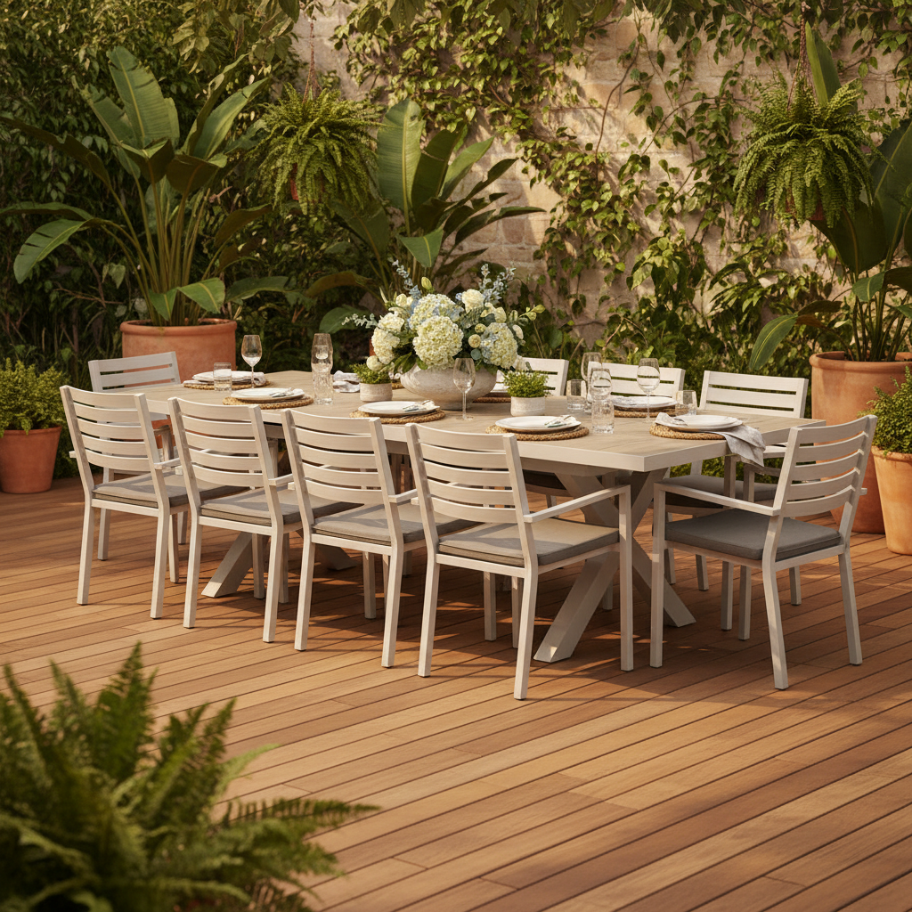 Sultan Mayfair 11 Piece Outdoor Dining Setting | White