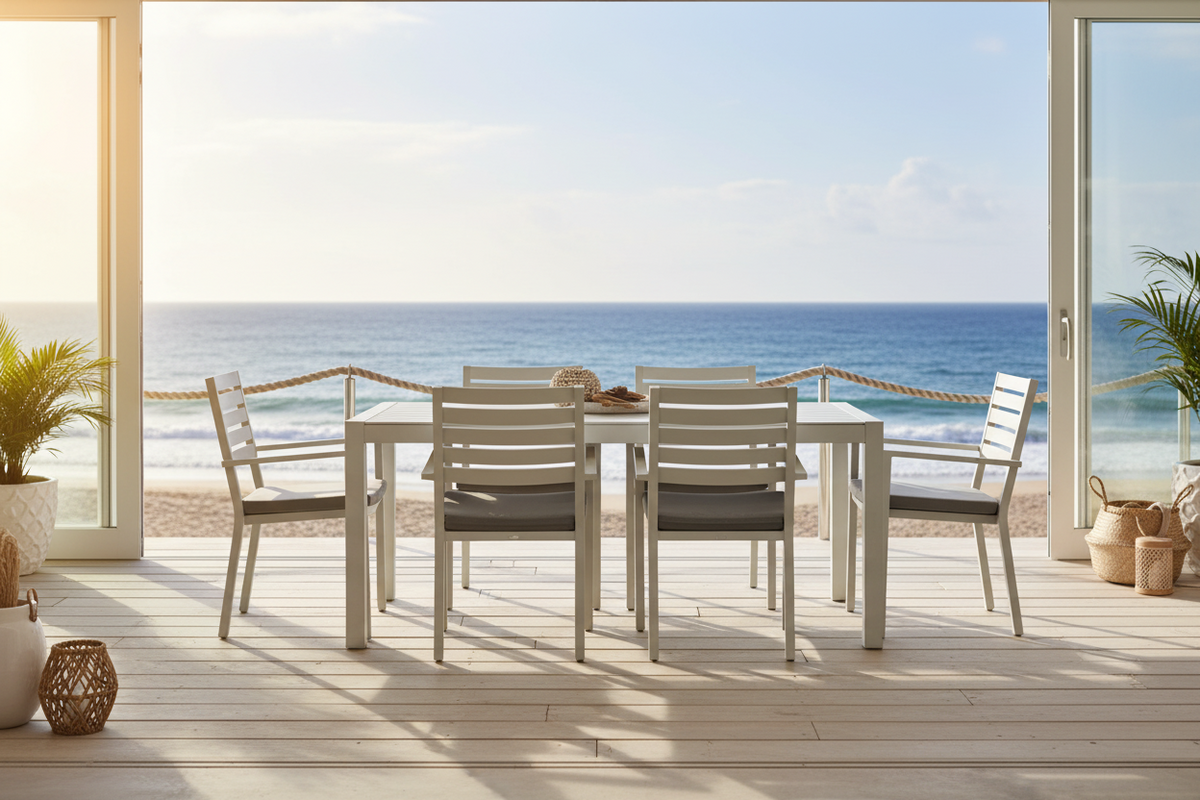 Matzo Mayfair 7 Piece Outdoor Dining Setting | White