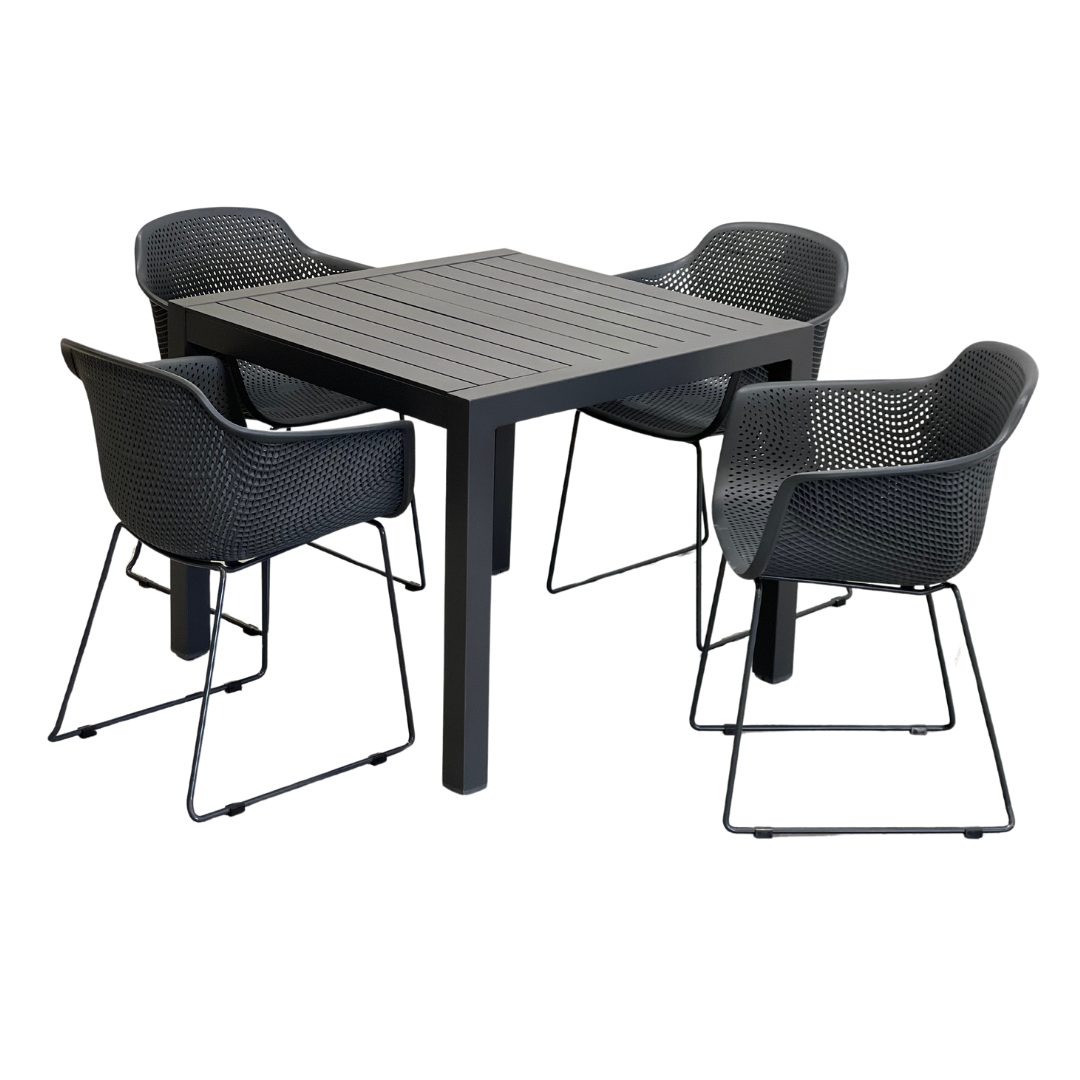 Matzo Lilac 5 Piece Outdoor Dining Set 900 x 900 | Gunmetal