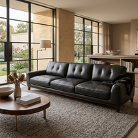 Roberto 3.5 Seater (Timber Leg) - Bellagio Black