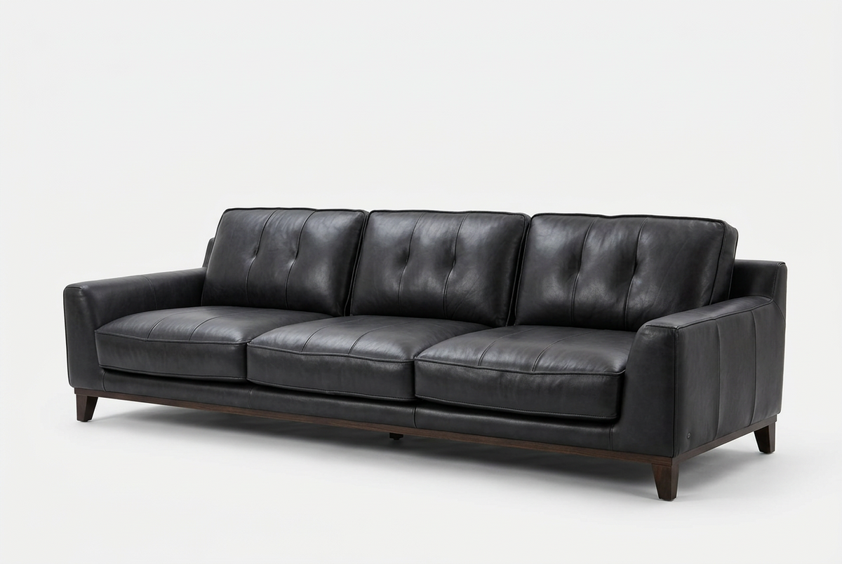 Roberto 3.5 Seater (Timber Leg) - Bellagio Black