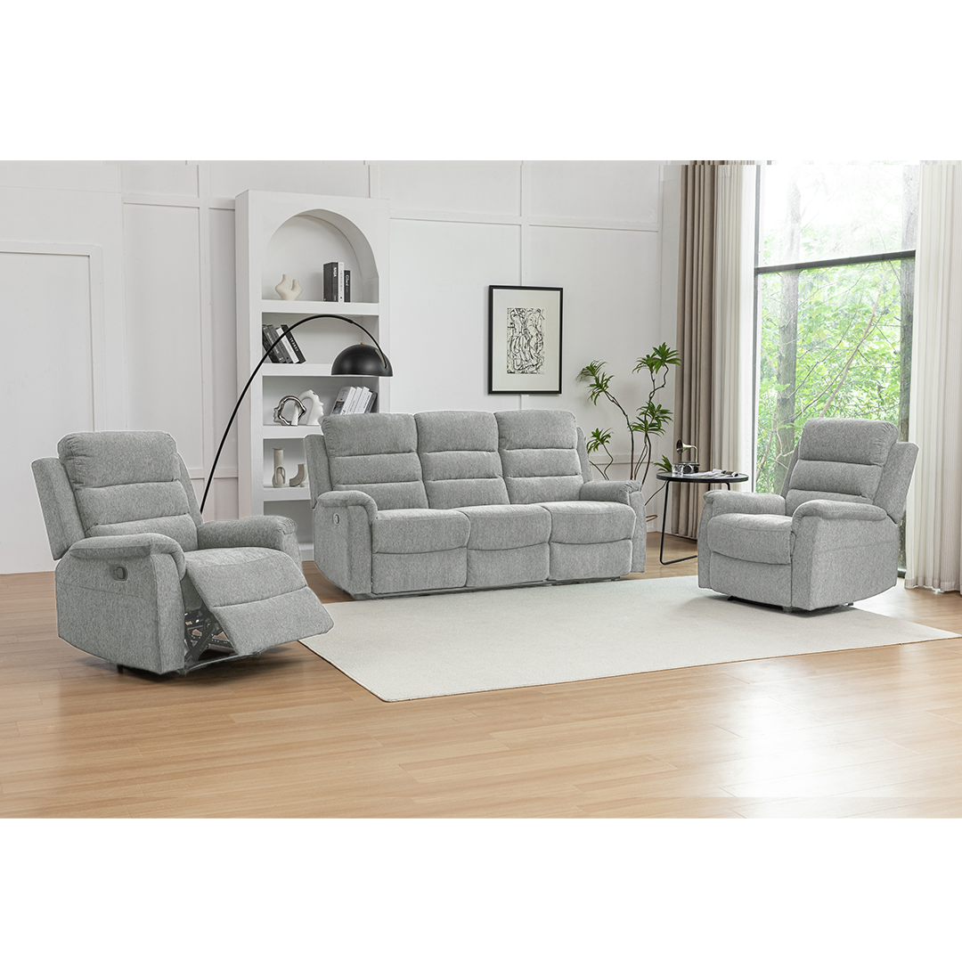 Westbury 3 Piece Recliner Lounge Suite | Silver