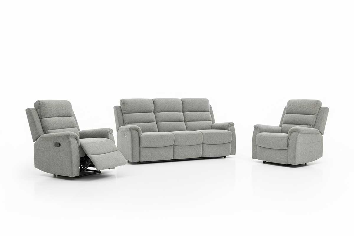 Westbury 3 Piece Recliner Lounge Suite | Silver