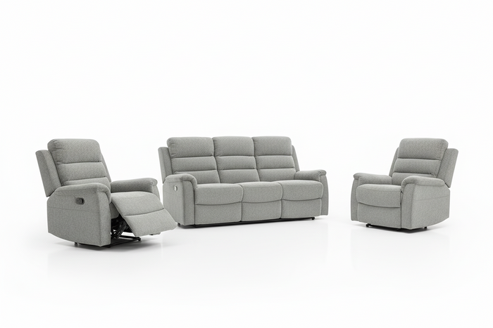 Westbury 3 Piece Recliner Lounge Suite | Silver