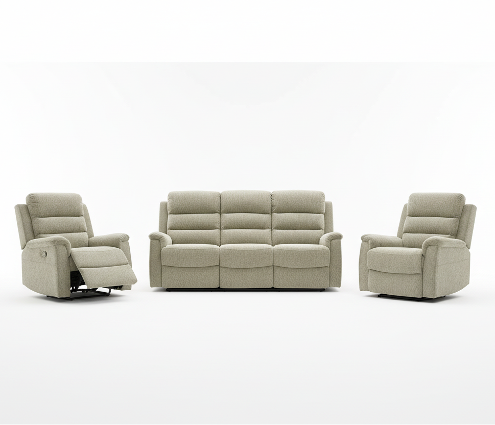 Westbury 3 Piece Recliner Lounge Suite | Stone