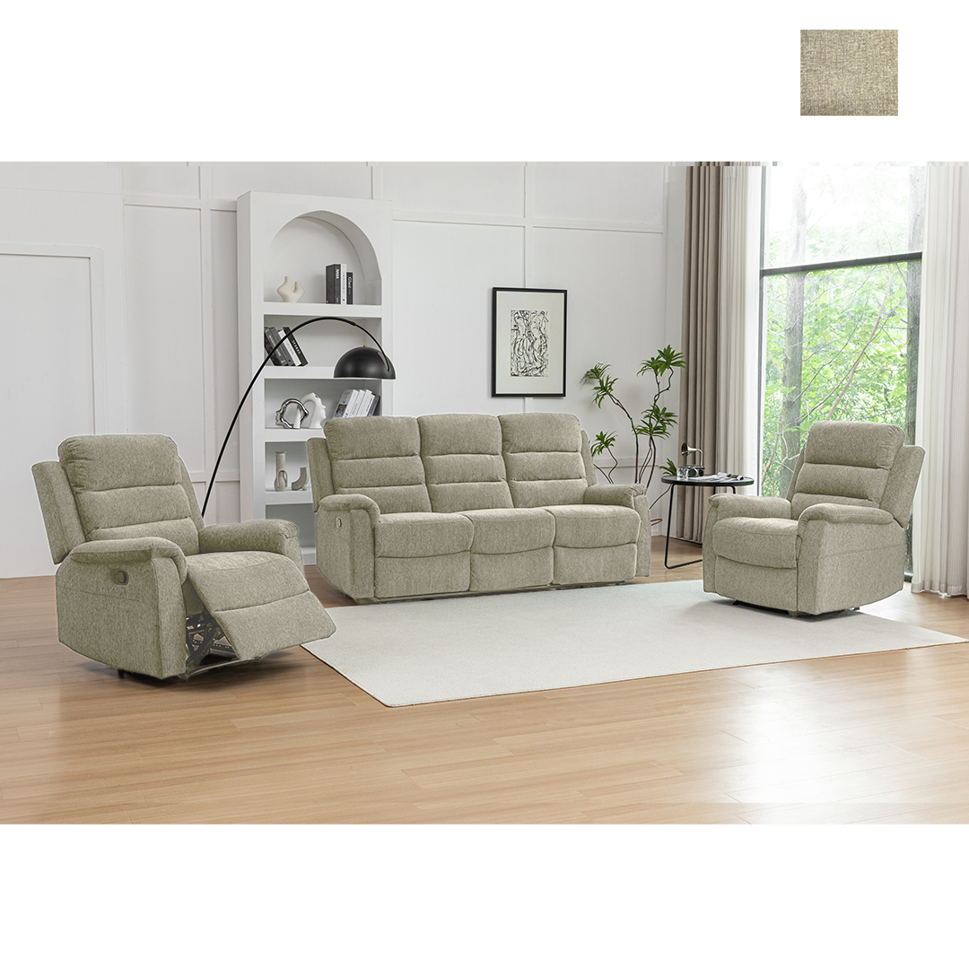 Westbury 3 Piece Recliner Lounge Suite | Stone