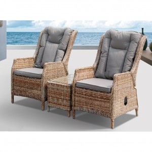 Hawaii Outdoor Three Piece Recliner With Coffee table Setting