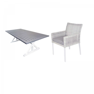 Bridgeport Rectangular 2200 Dining Table + 6pcs Atlanta Chairs